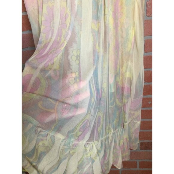 Boho Fairy pastel Maxi Dress Floral Accents Asymmetrical Flowy Hem Size XL - Picture 7 of 12